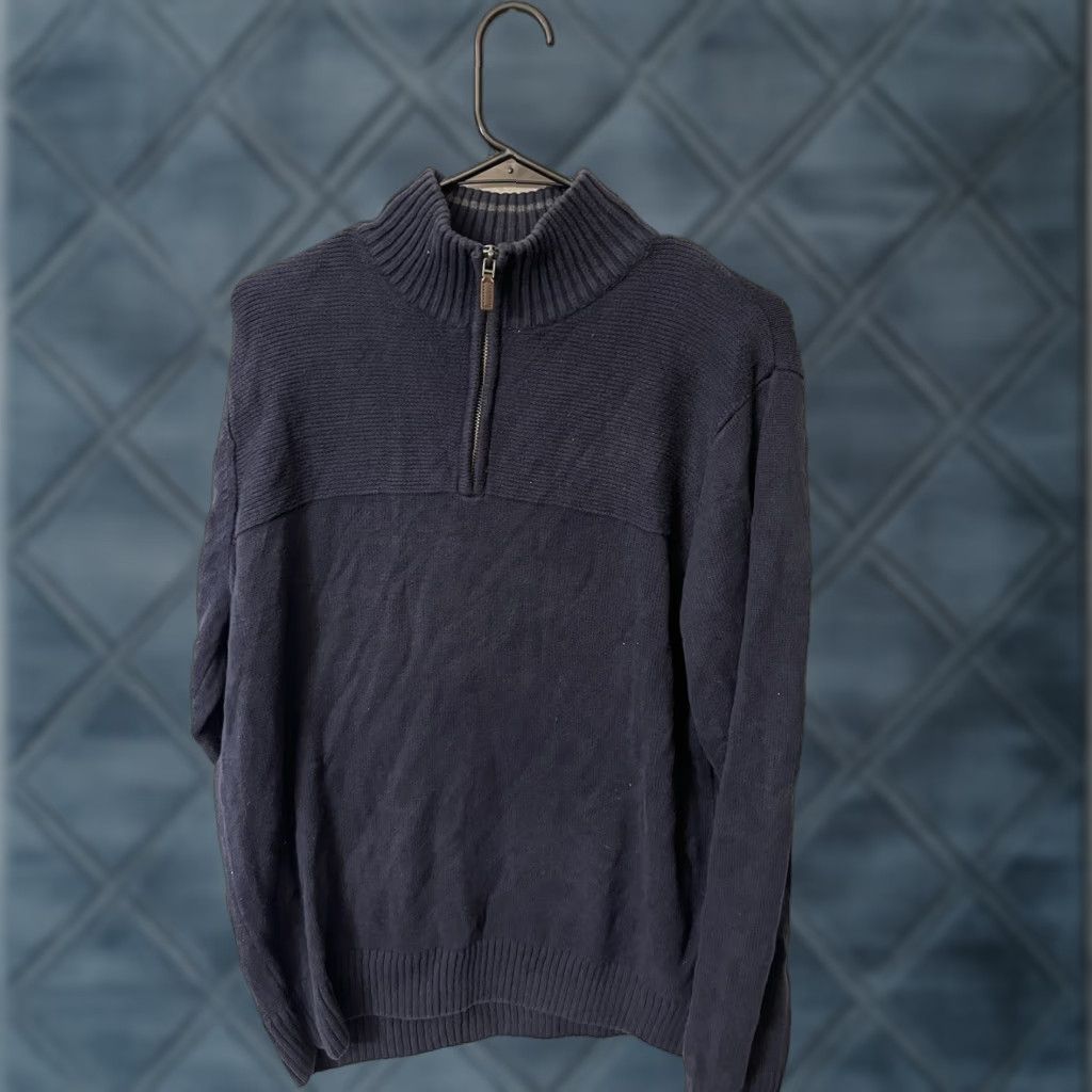 Dockers Dockers Sweater 1/4 Zip Navy Blue 100% Cotton Acrylic Knit Mens Medium VINTAGE? (if appropriate) Size US M / EU 48-50 / 2 - 1 Thumbnail