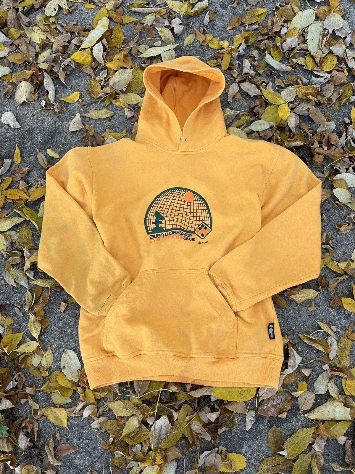 image of Vintage Alien Workshop Hoodie in Yellow, Men's (Size XL)