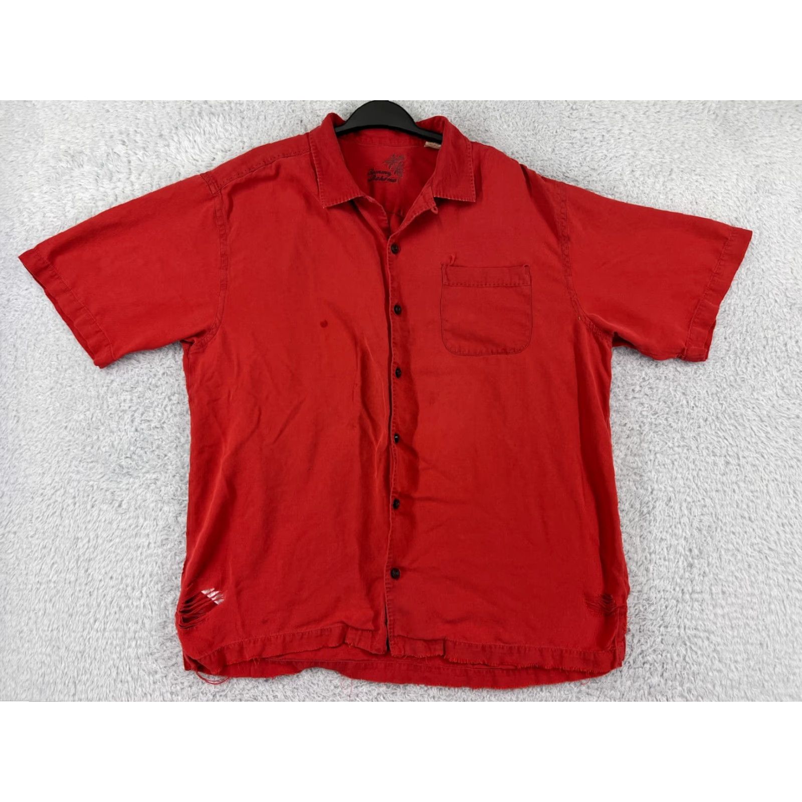 Tommy Bahama VINTAGE Tommy Bahama Shirt Mens Large Red Solid Button Up Silk Hawaiian Camp Beach READ Size US L / EU 52-54 / 3 - 2 Thumbnail