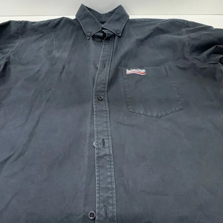 Balenciaga Balenciaga Balenciaga Black Logo Print Long Sleeve Shirt - Size US S / EU 44-46 / 1 - 2 Thumbnail