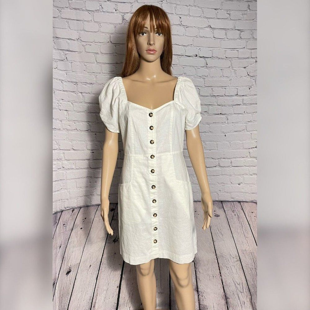 Madewell NWT New $118 Madewell Off-White Linen-Cotton Puff-Sleeve Mi Size M / US 6-8 / IT 42-44 - 3 Thumbnail