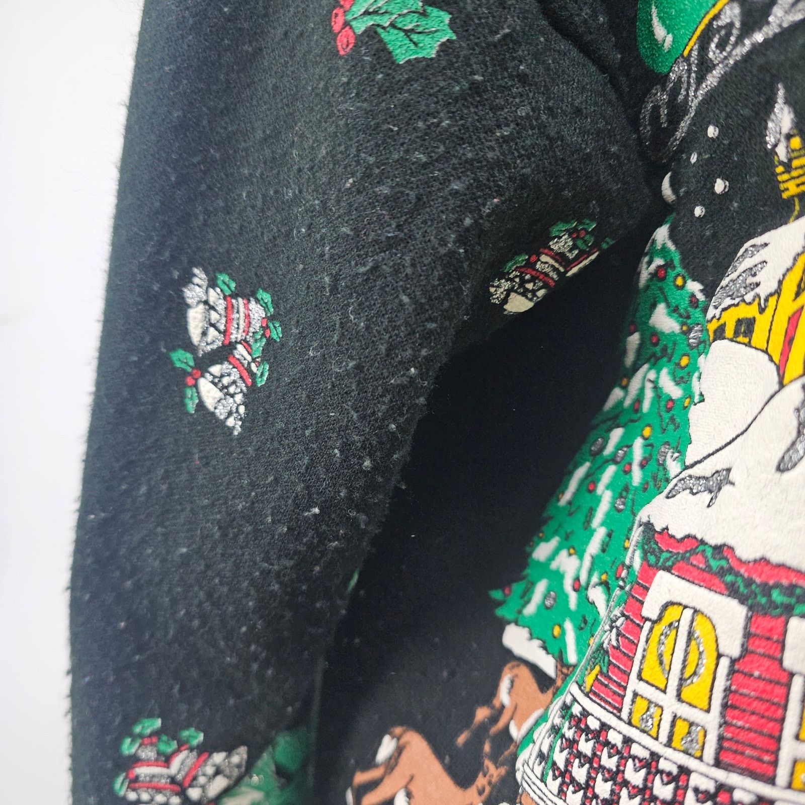 Vintage Vintage 90s Christmas Village Fullprint Sweatshirt Black L Size L / US 10 / IT 46 - 7 Thumbnail