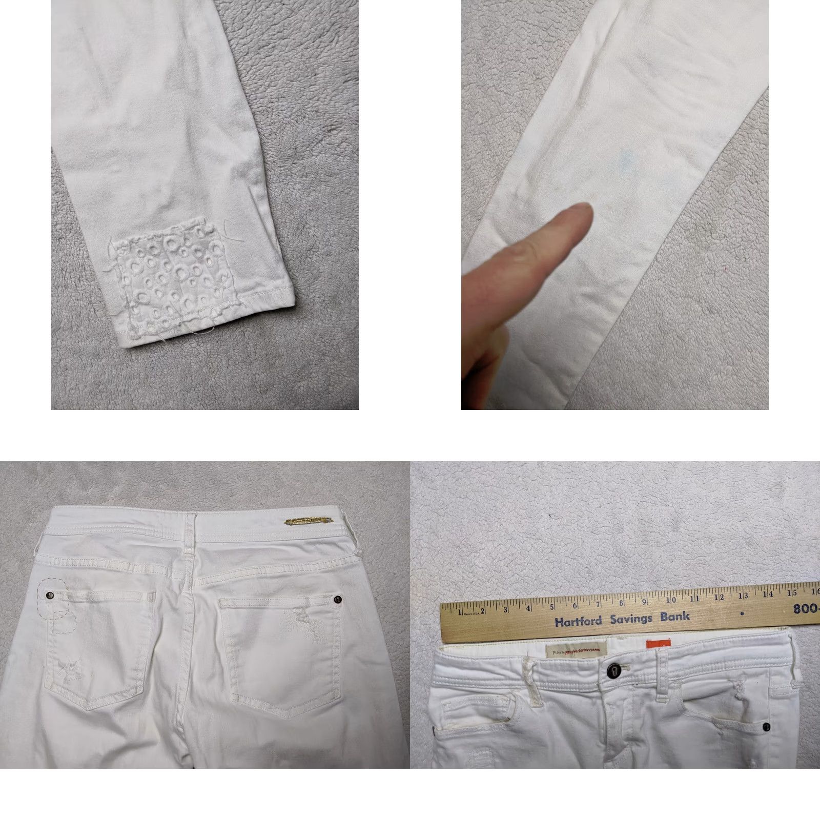 Vintage Pilcro and the Letterpress Hyphen Womens 26 2 White Jeans Skinny Patches Destroy Skinny Jeans Womens 26 White Denim Slimming Modern 90s? Size 30" / US 8 / IT 44 - 9 Thumbnail