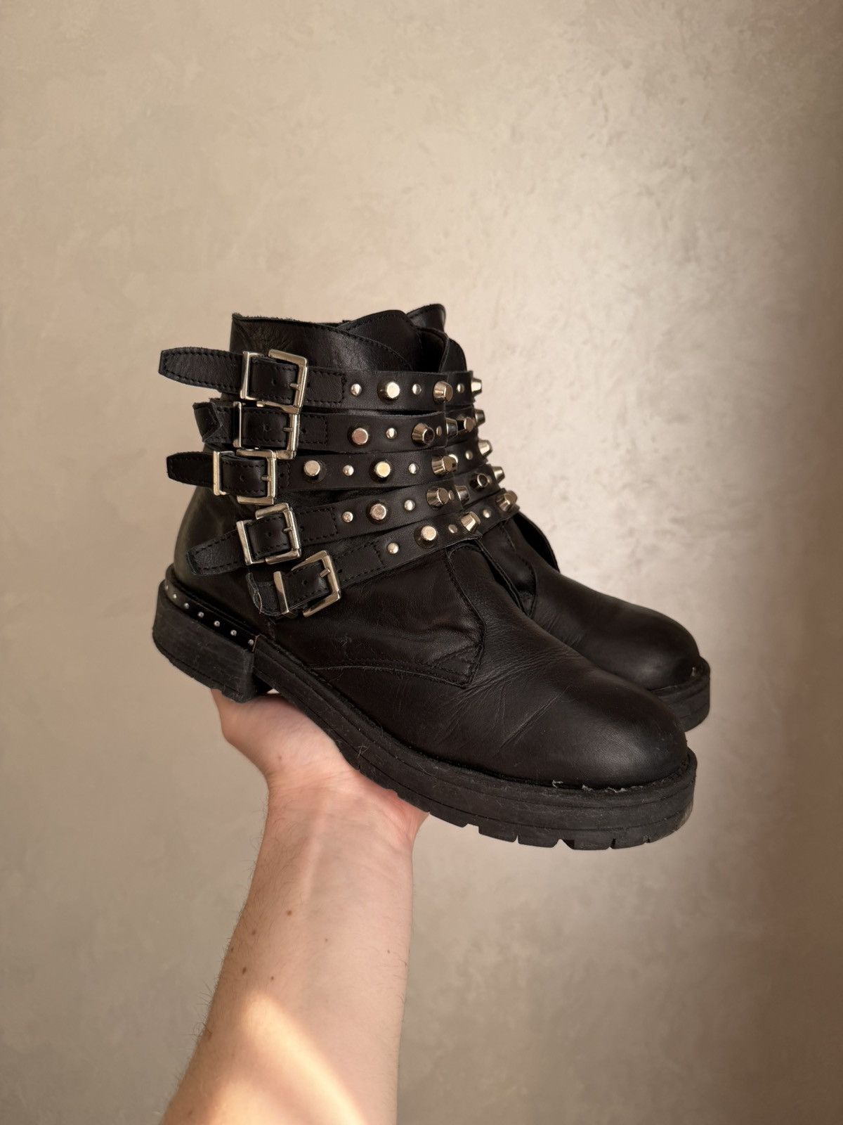 A.S.98 AS 98 Vibe Artisan Black Leather Side Zip Ankle Biker Boots Size US 6.5 / EU 39-40 - 13 Thumbnail
