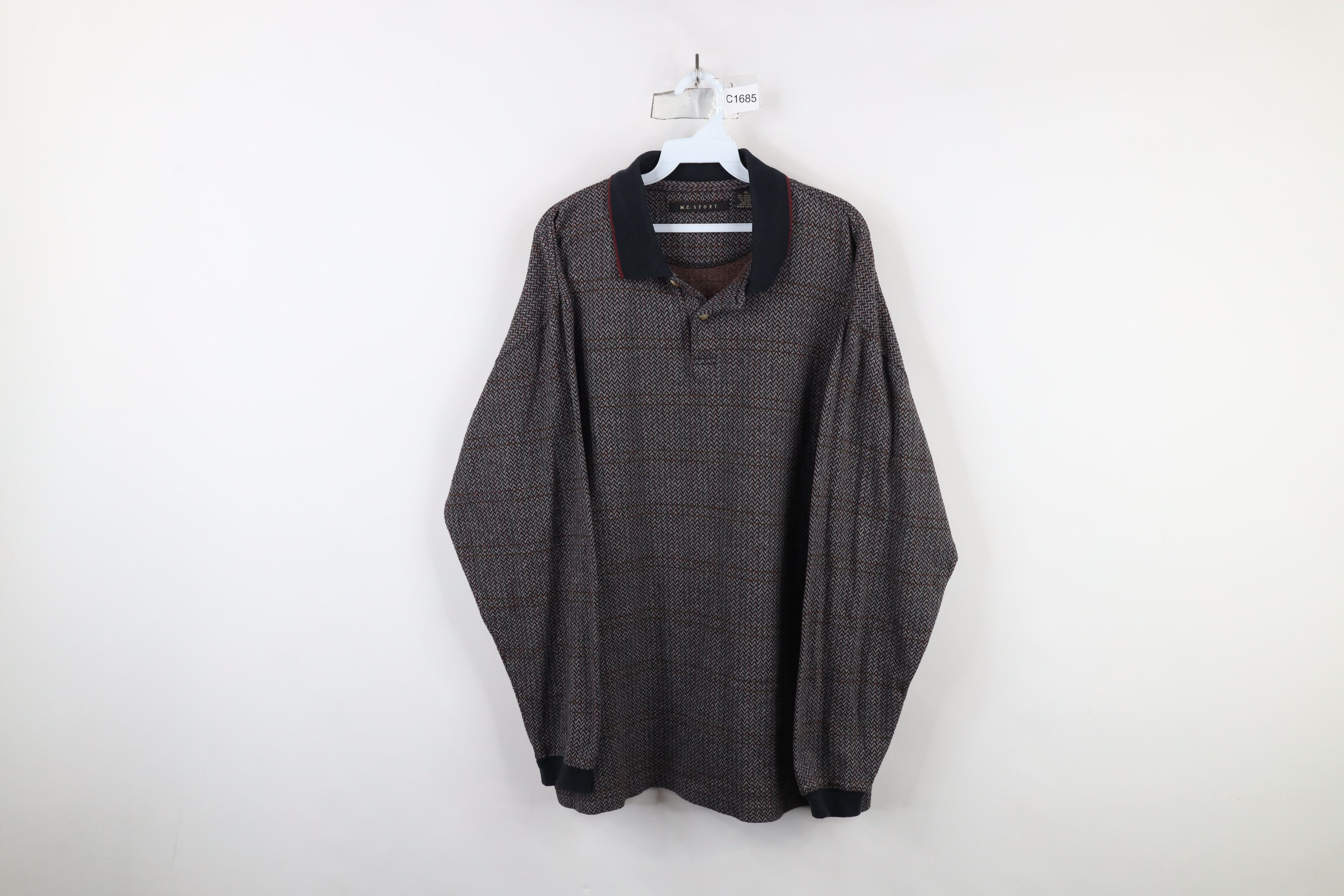 Vintage Vintage 90s Streetwear Herringbone Long Sleeve Rugby Polo Size US XL / EU 56 / 4 - 1 Thumbnail