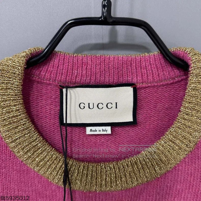 Gucci Gucci Pink diamond-inlaid cat knitted sweater Size S / US 4 / IT 40 - 5 Thumbnail