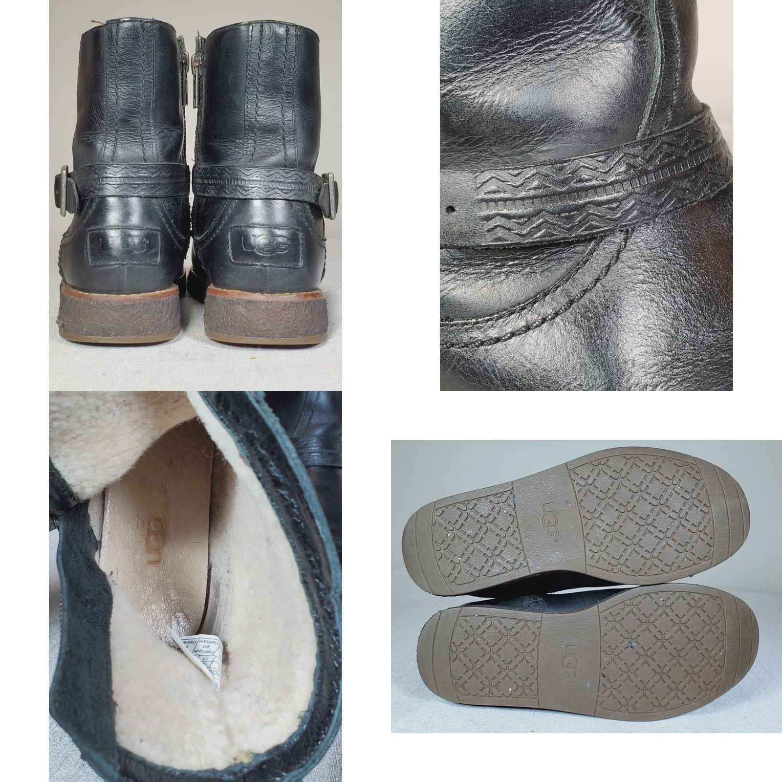 Ugg VINTAGE UGG Australia Camren Leather Boots Black Buckle Side Zip Women's US 5 Size US 5 / IT 35 - 8 Thumbnail