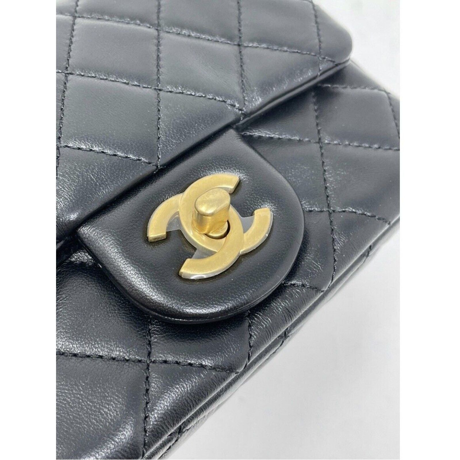 Chanel CHANEL 2022 Black Mini Square Pearl Crush Lambskin Flap Bag Size ONE SIZE - 5 Thumbnail