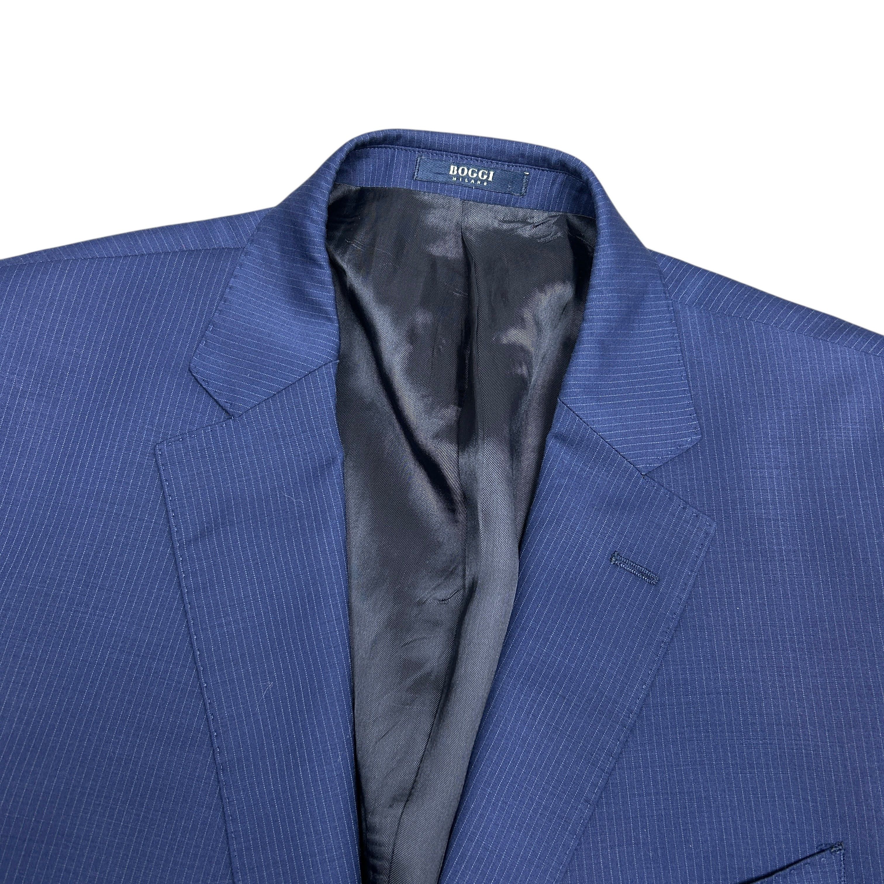 Boggi Boggi Milano Pure Wool 120s Blue Striped Regular Blazer 52 Size 46R - 5 Thumbnail
