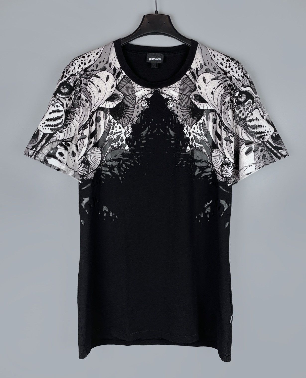 Just Cavalli Men’s Just Cavalli Tiger Overprint Black SS T-Shirt Size L Size US L / EU 52-54 / 3 - 1 Thumbnail