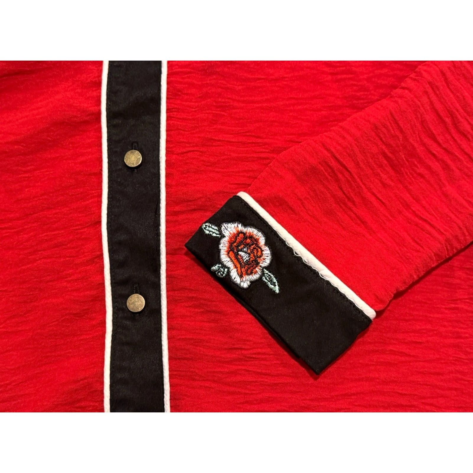 John Moore John Moon Texas Western Fringe Button-Up Long Sleeve Top Red Size M Multicolor Western Women Size M / US 6-8 / IT 42-44 - 7 Thumbnail