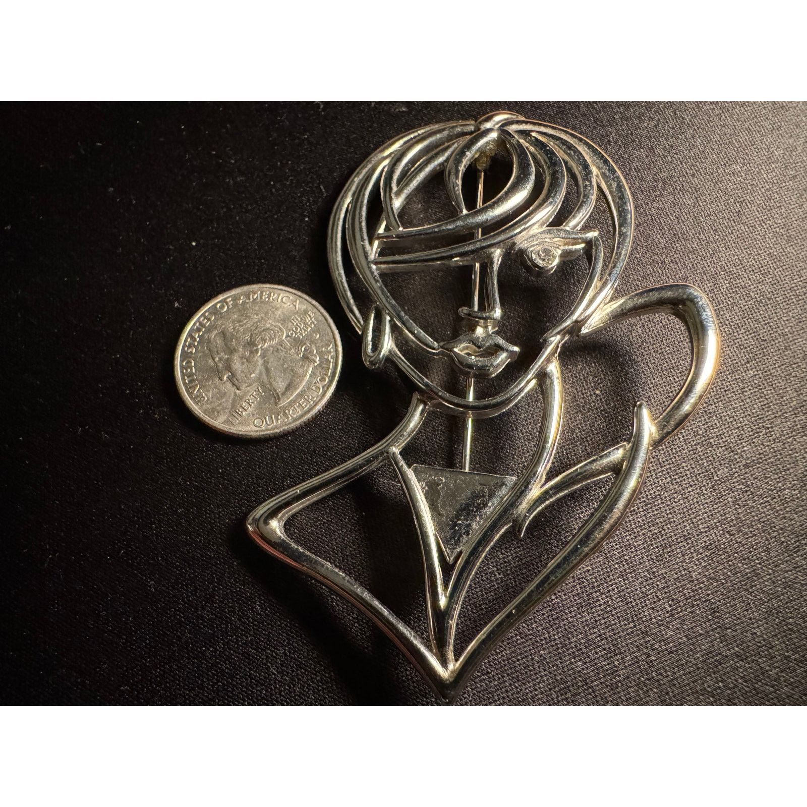 Other JJ Brooch of Large Woman w/ Crystal Eye Silver Tone Size ONE SIZE - 3 Thumbnail