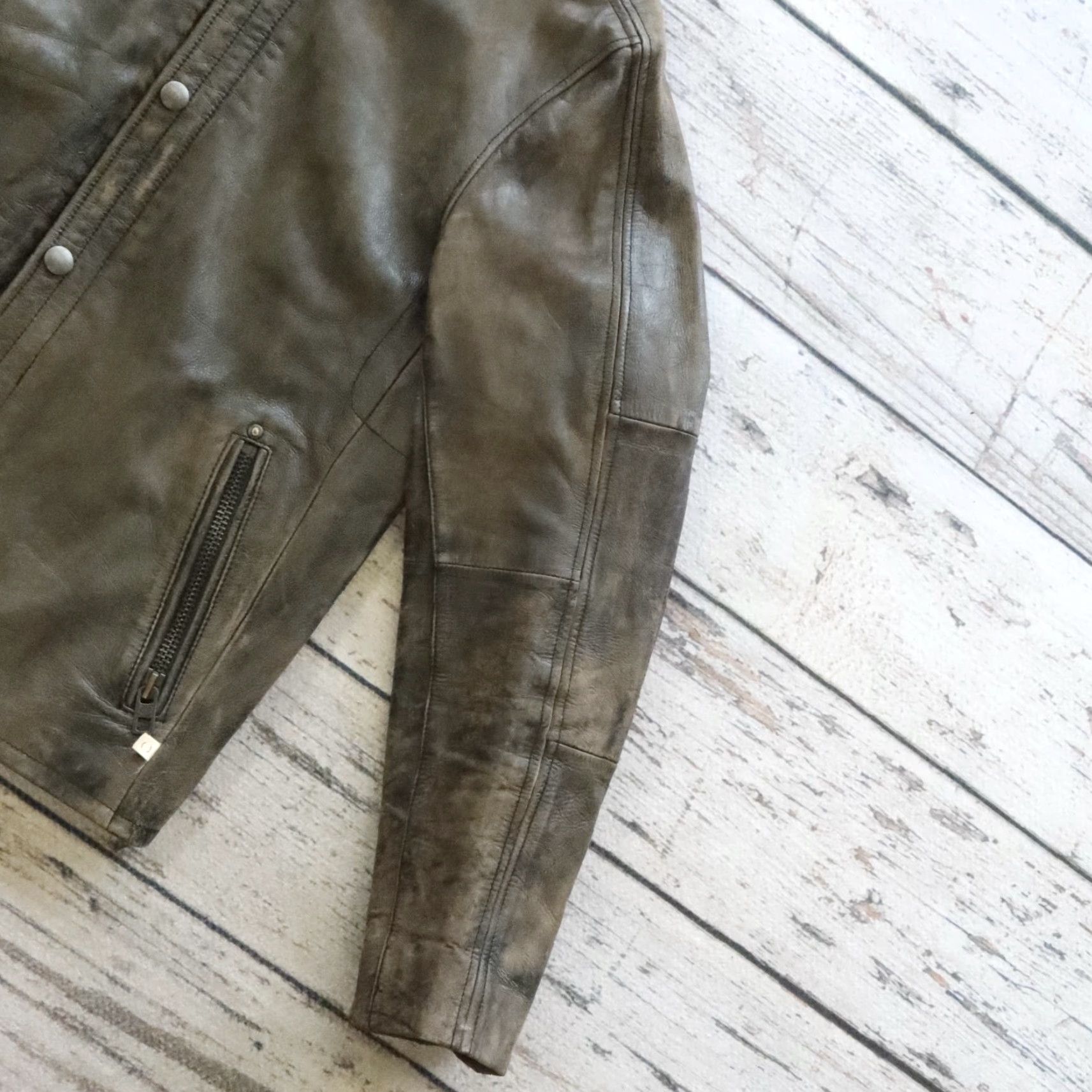 Gap VINTAGE Gap Leather Cafe Racer Motorcycle Jacket Men S Black Distressed Size US S / EU 44-46 / 1 - 6 Thumbnail