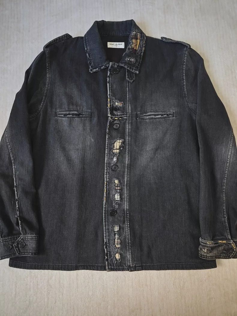 Saint Laurent Paris Saint Laurent Distressed Denim Jacket-