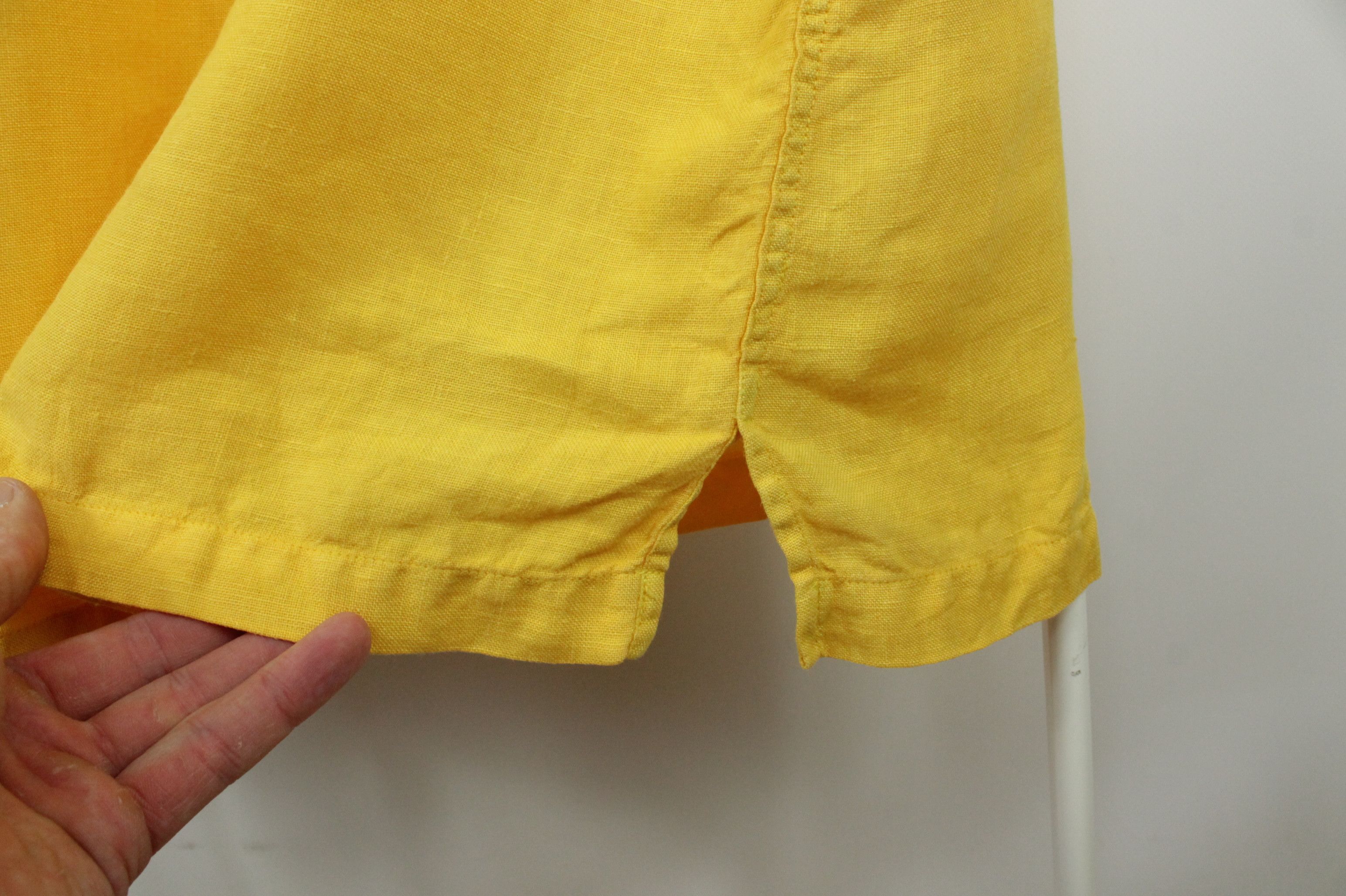Designer Oska Yellow Linen 1/4 zip Short Sleeve T-Shirt Women's Size XXL / US 16-18 / IT 52-54 - 7 Thumbnail