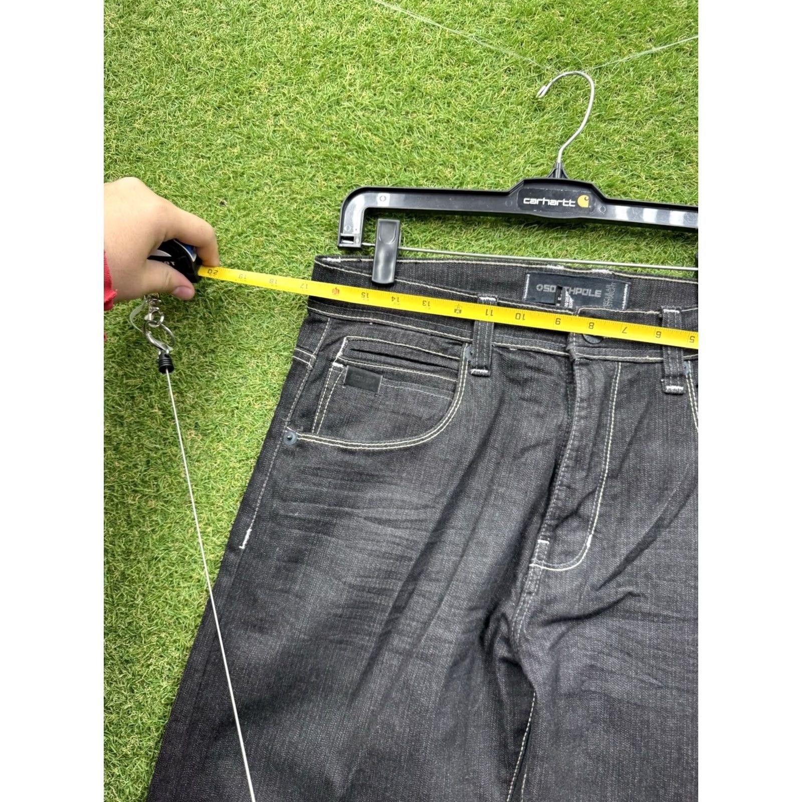 Southpole Southpole Jeans Mens 34 Relaxed Straight Fit Black Denim Y2K White Stitch Jeans Size US 34 / EU 50 - 3 Thumbnail