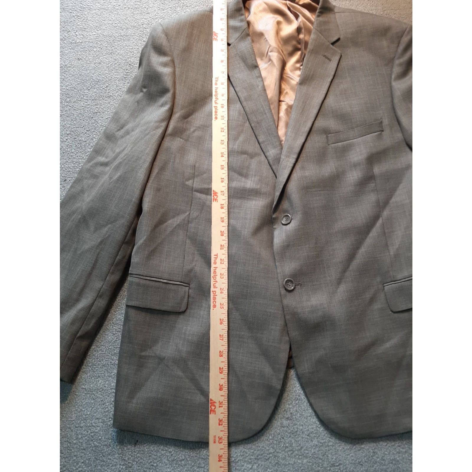 Vintage Caravelli Suit Mens Suit Size 52 R 48 W Tan Pinstripe Notch Lapel Two-Button Jacket Only Long Coat/ Jacket Brown MENS Size 52R - 2 Thumbnail