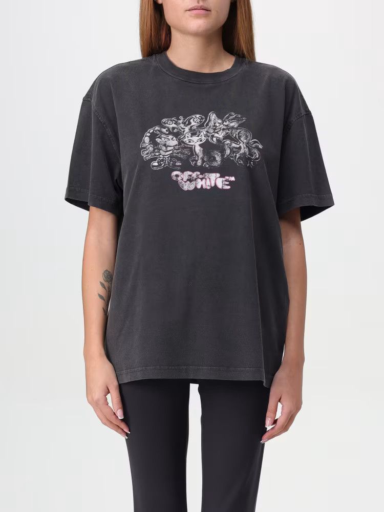 Off-White o1y1225 Logo Crewneck T-Shirt in Black Size M / US 6-8 / IT 42-44 - 1 Thumbnail