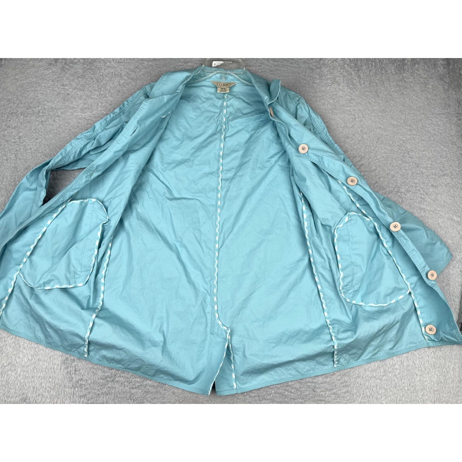Vintage L.L. Bean Coat Womens Medium Blue Cotton Button Front Lightweight Unlined Casual Size M / US 6-8 / IT 42-44 - 2 Thumbnail
