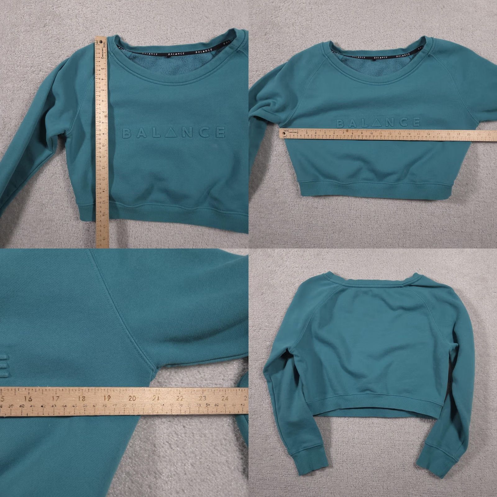 Logo 7 VINTAGE? Balance Athletica Sweatshirt Womens M Teal Cropped Crewneck Embossed Logo Size M / US 6-8 / IT 42-44 - 9 Thumbnail
