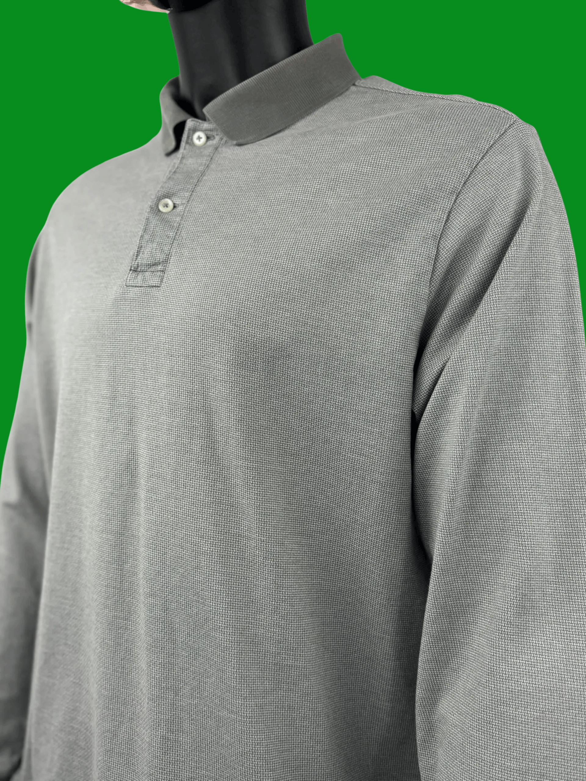 Daniel Cremieux VTG Daniel Cremieux Textured Knit Long Sleeve Polo Dove Grey Size US XL / EU 56 / 4 - 2 Thumbnail