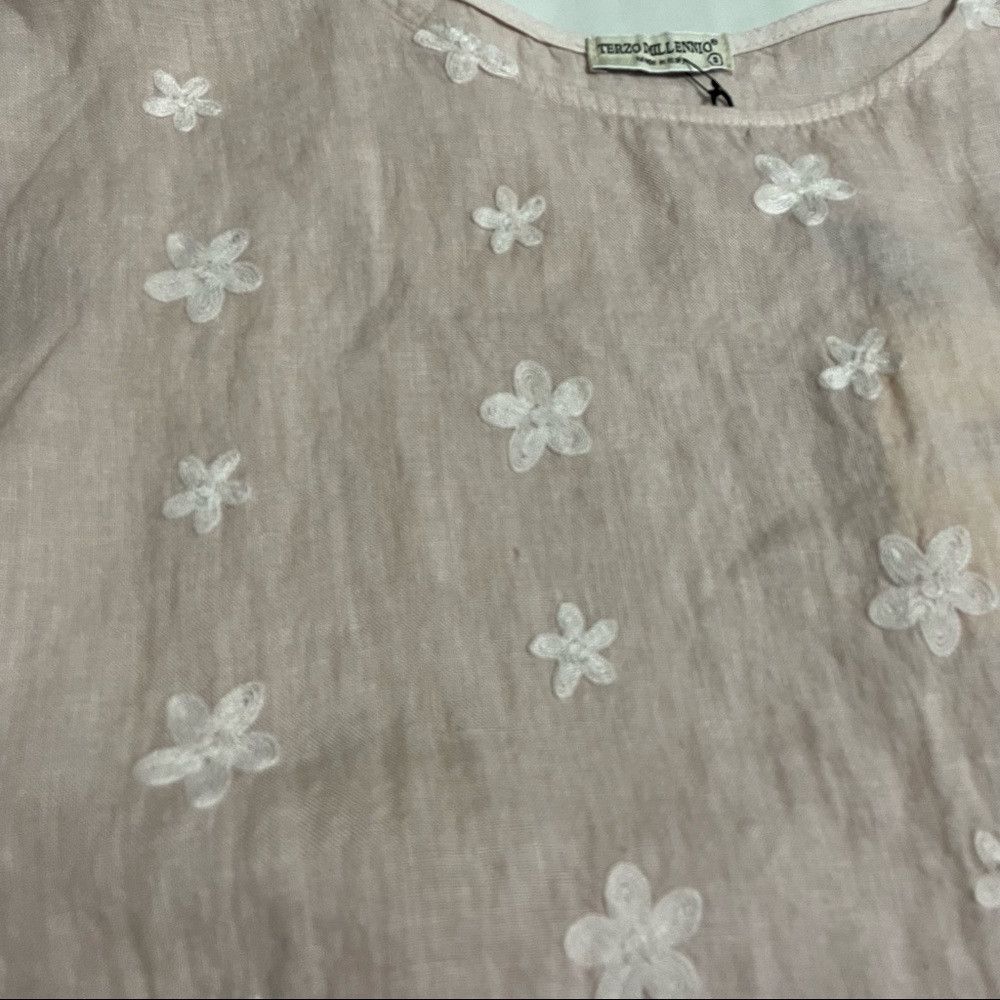 Other NWT New Terzo Millennio Pink Embroidered Linen Top Made in Size S / US 4 / IT 40 - 9 Thumbnail