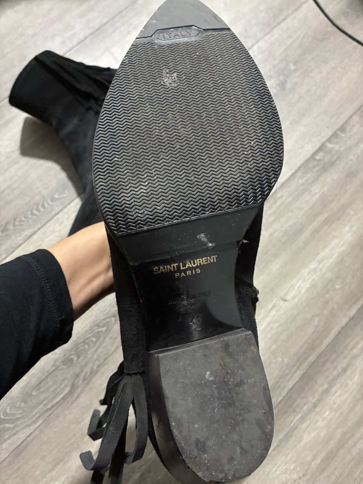 Saint Laurent Paris FW19 Lukas Fringe Boots in Black Suede Size US 10 / EU 43 - 3 Thumbnail