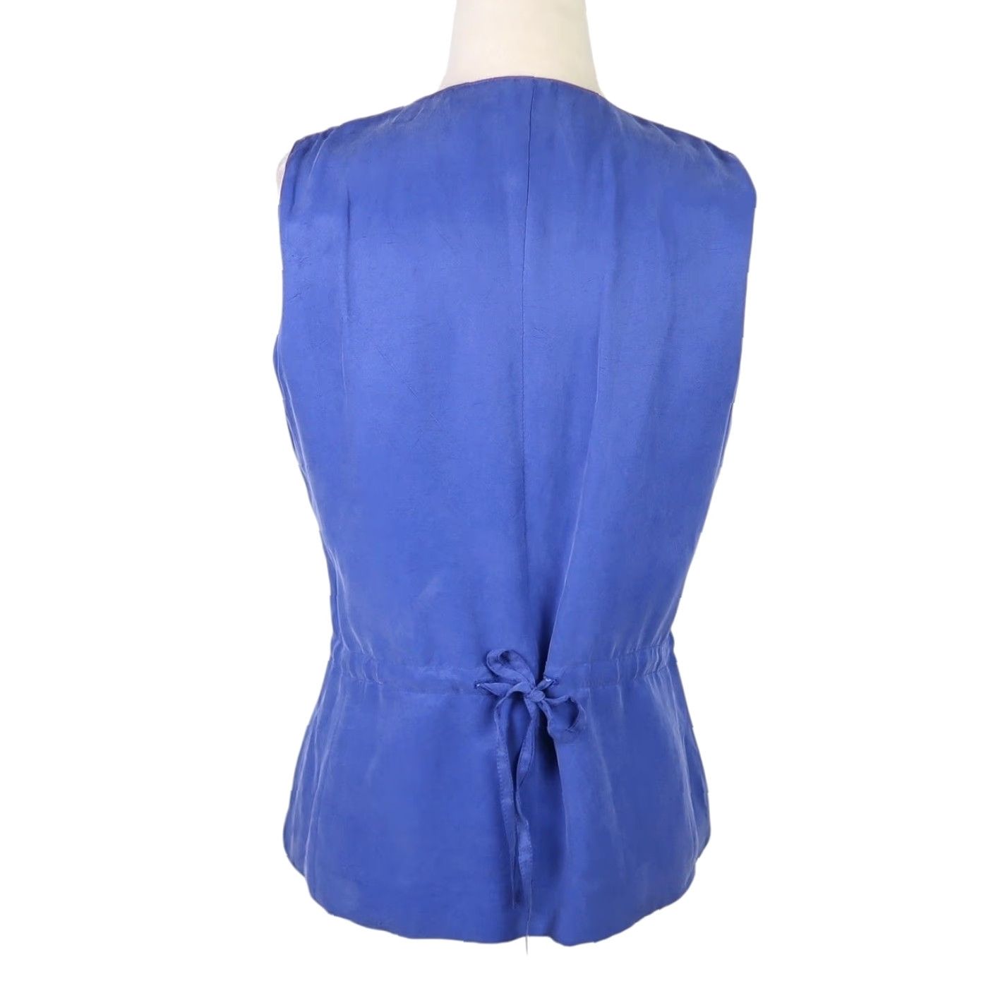 Vintage VINTAGE Karen Kane Vest XS Sleeveless Button Front Cobalt Blue Faux Silk 90s Women Ladies Fashion 90s Size XS / US 0-2 / IT 36-38 - 4 Thumbnail