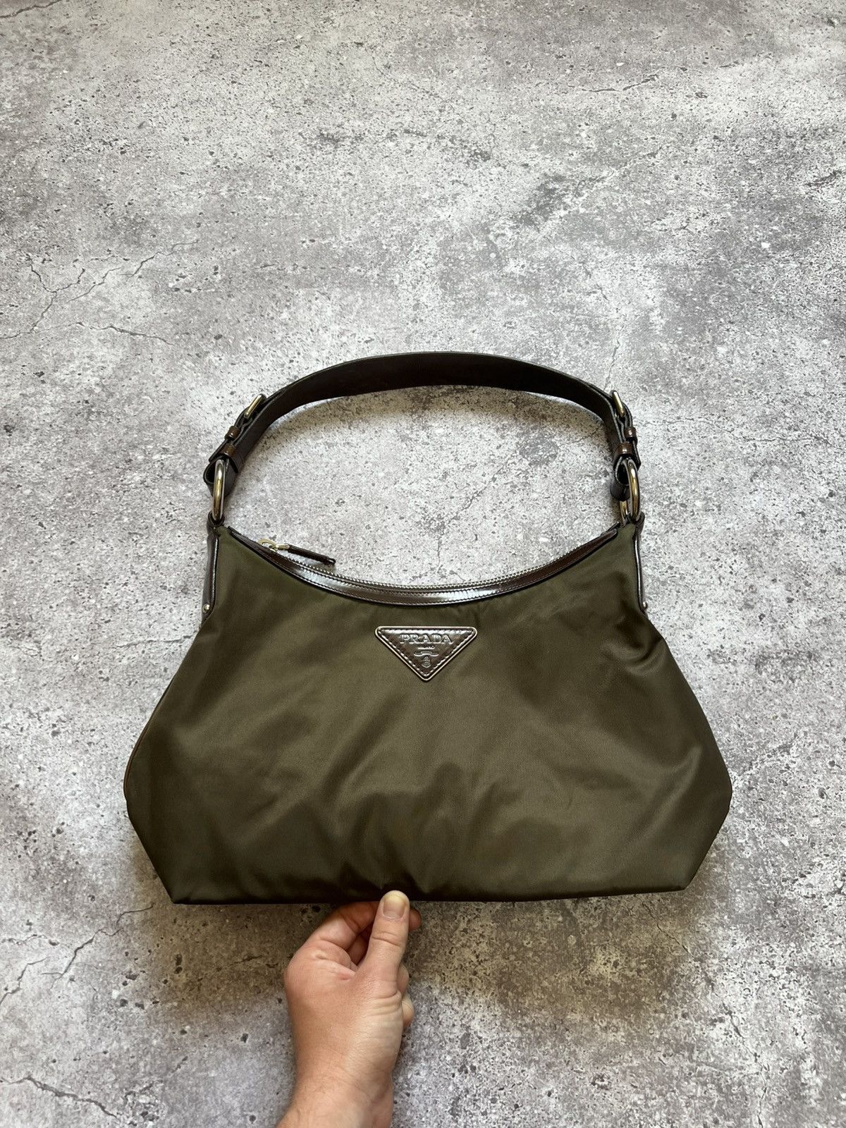 Prada Nylon Mini Shoulder Bag Khaki Green