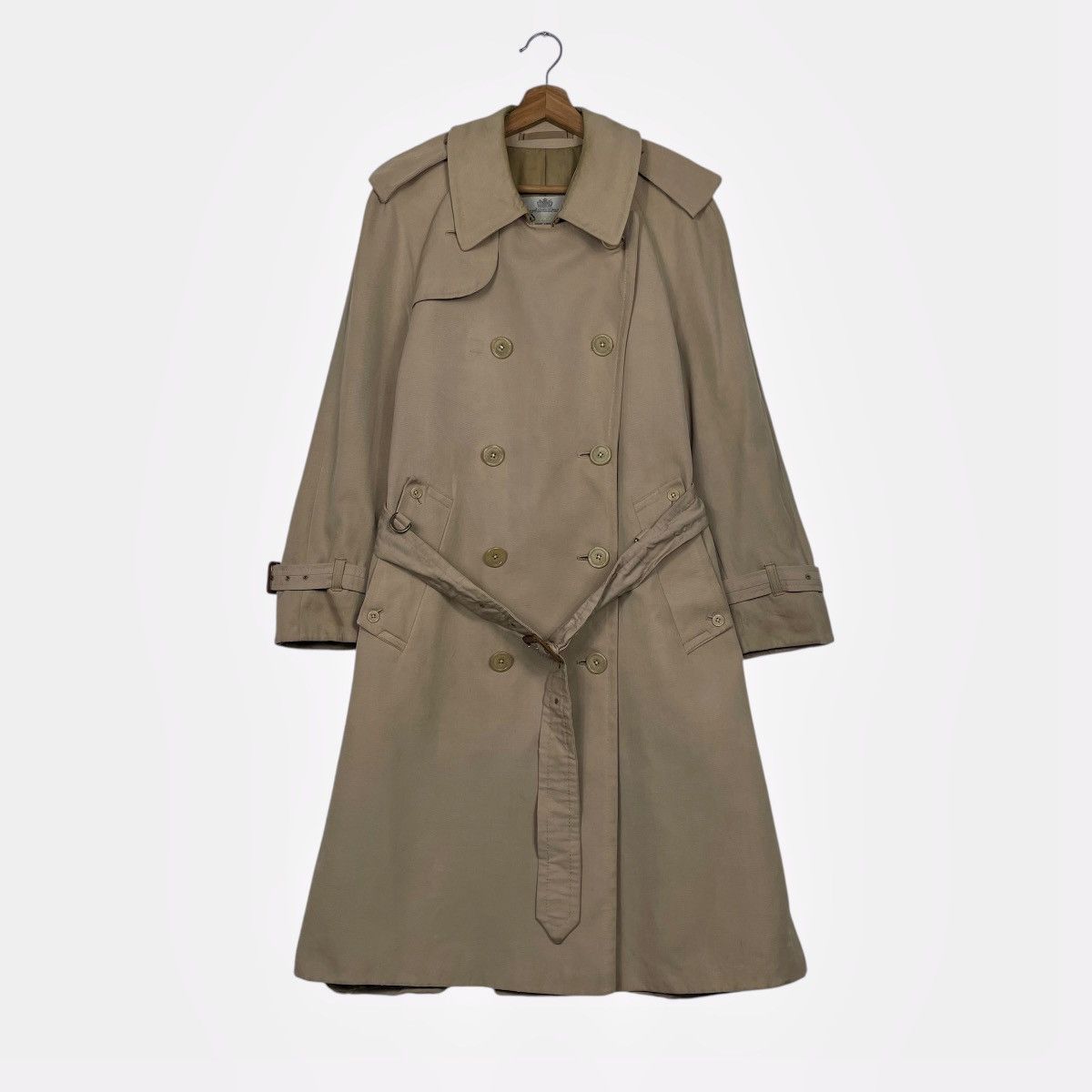 Vtg Aquascutum Double Breasted Showerproof Trenchcoat in Brown, Women's