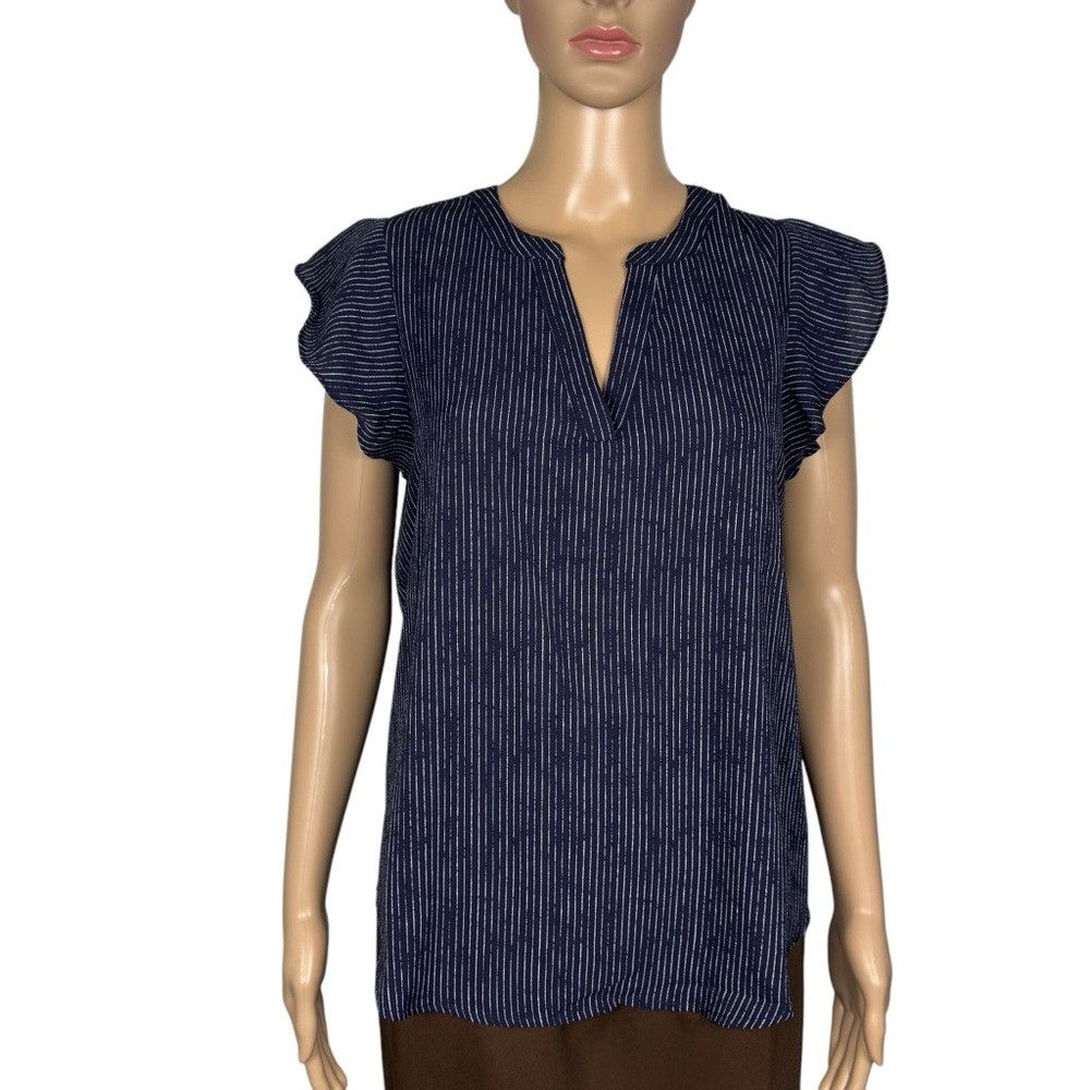 Adrianna Papell NWT New $89 Adrianna Papell Flutter Sleeve V-Neck Striped B Size S / US 4 / IT 40 - 2 Thumbnail
