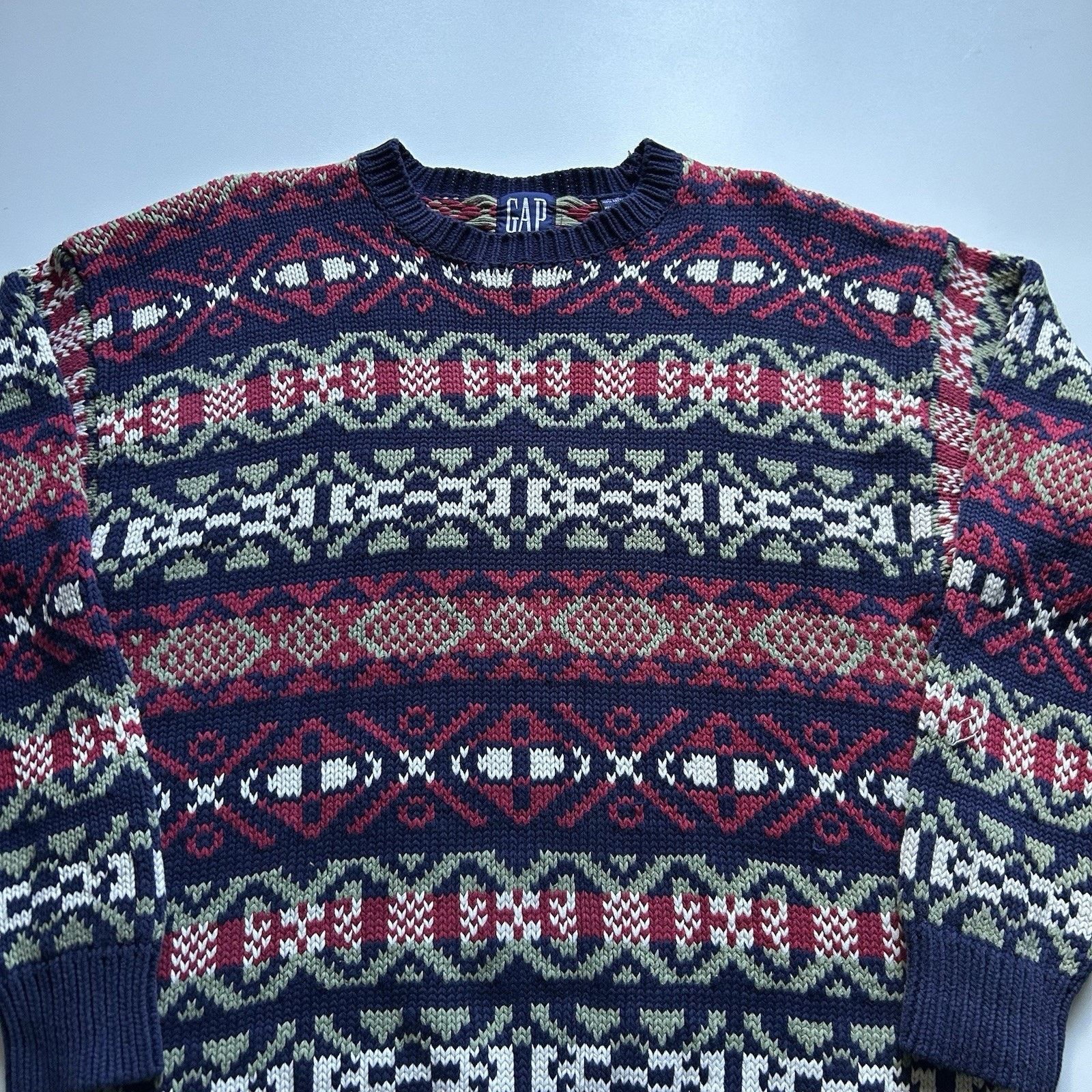 Gap Vintage 90s GAP Knit Sweater Large Geometric Pattern Rare Size US L / EU 52-54 / 3 - 2 Thumbnail
