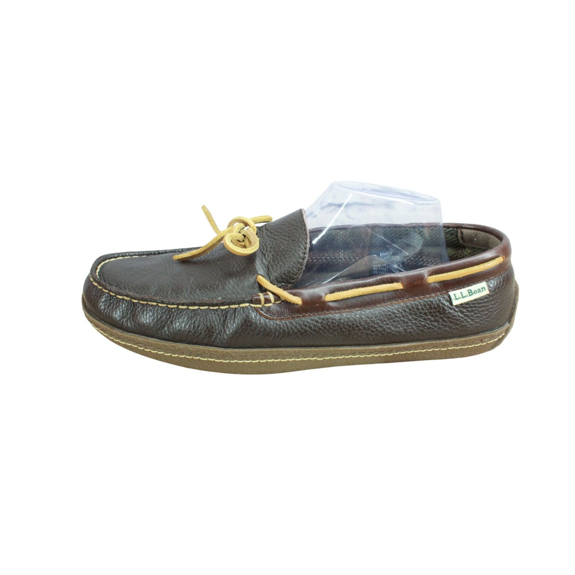 L L Bean x Leather Ll Bean Handsewn Slippers Flannel Lined Casual Shoes 10 M in Brown, Men's