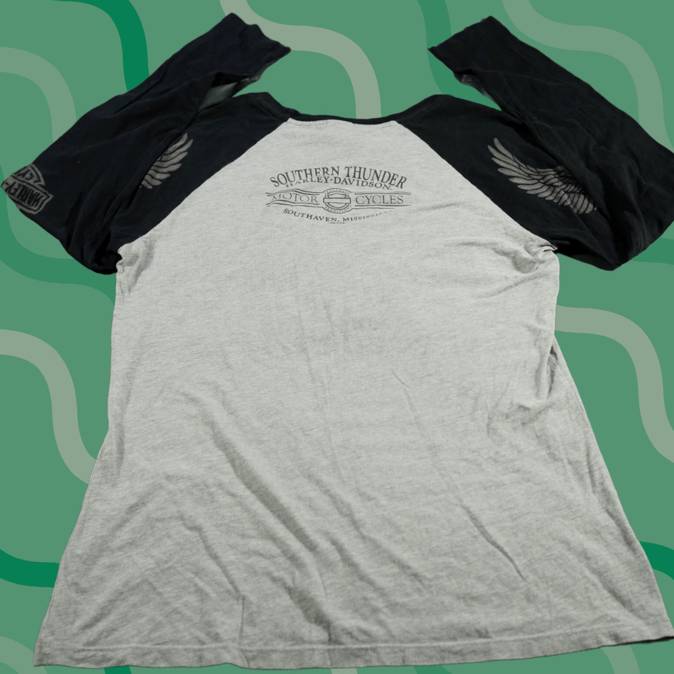 Harley Davidson Harley-Davidson Shirt Women Large Gray Spell Out Logo Embellished Tops Size L / US 10 / IT 46 - 1 Thumbnail