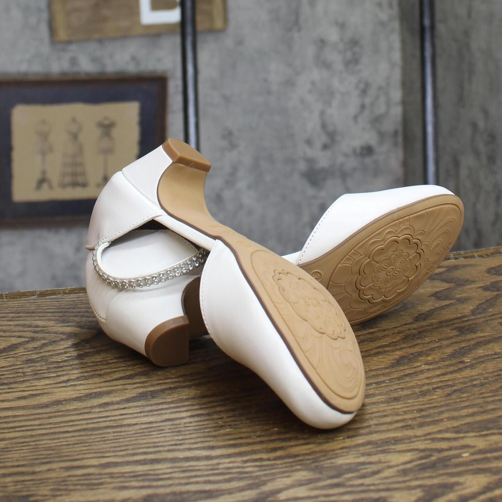 If Six Was Nine Nina Girls Cera Low Embellished Pump Heels Cera White 3 Size US 5 / EU 37 - 5 Thumbnail