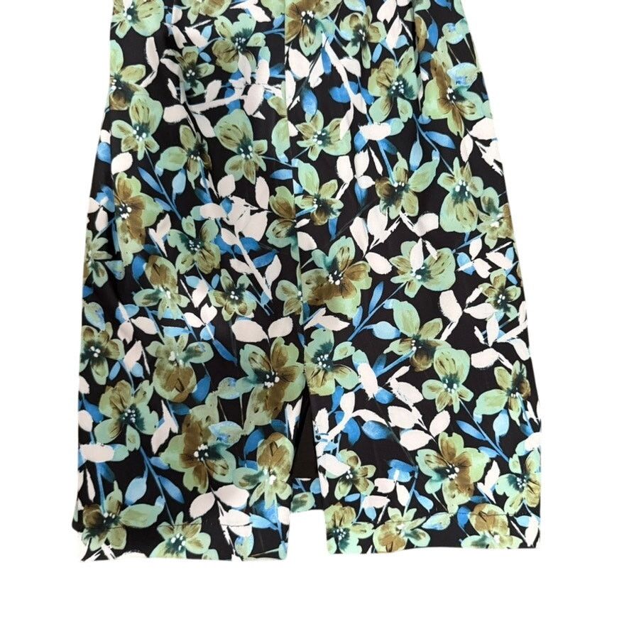 Badgley Mischka Badgley Mischka Blue Floral Collared Sheath, Size US 10 Size L / US 10 / IT 46 - 10 Thumbnail