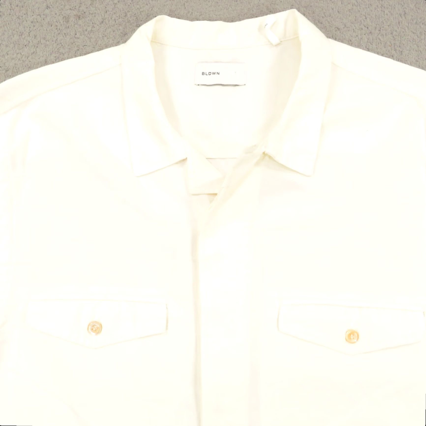 Vintage BLDWN Shirt Mens XL White Linen Cotton Loop Collar Short Sleeve Button-Up Kansas Vintage Mens Regular Shirt Size US XL / EU 56 / 4 - 2 Thumbnail