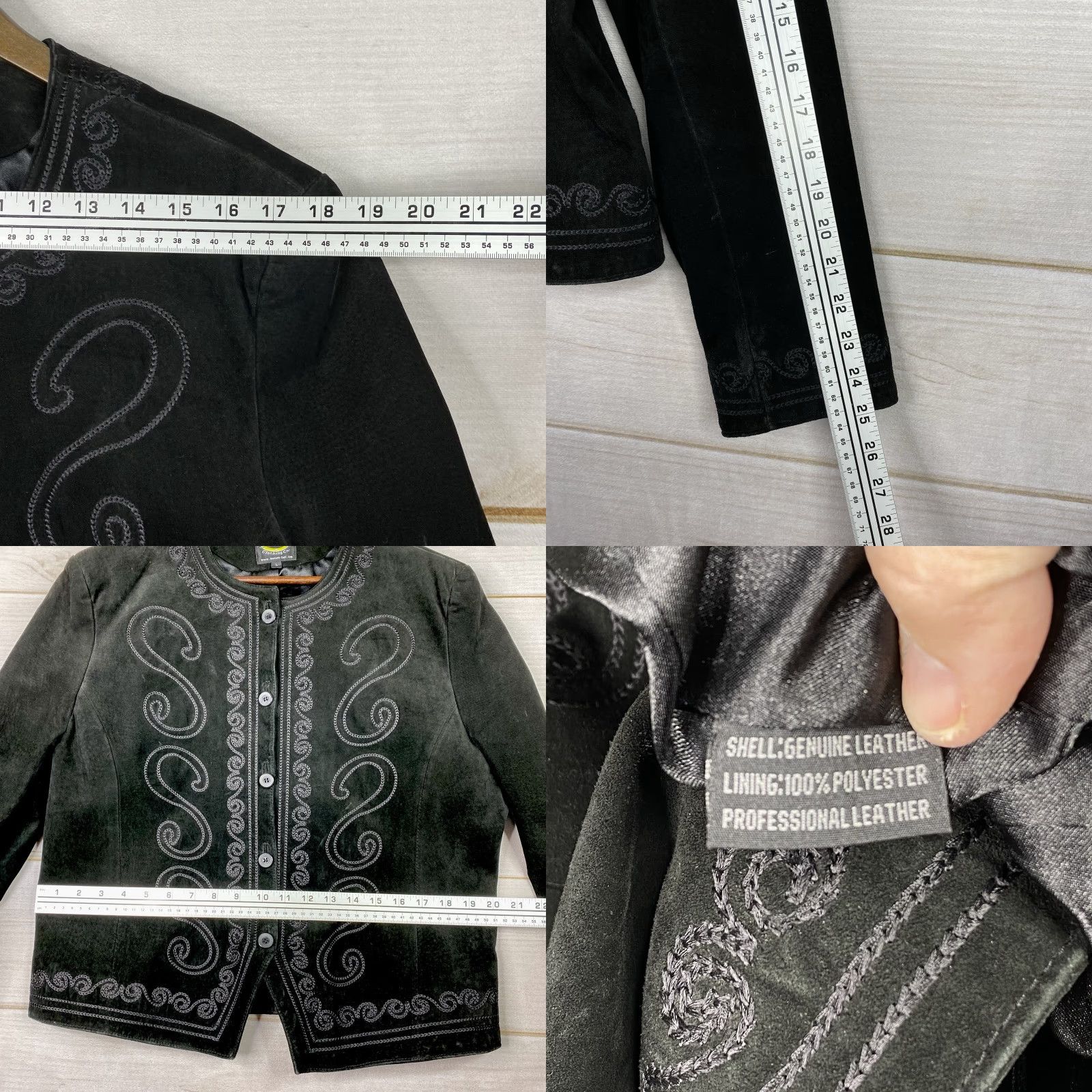 Vintage Montana Co Leather Jacket Womens L Black Embroidered Button Up Lined Western Jacket Mens Womens Girls Size L / US 10 / IT 46 - 8 Thumbnail