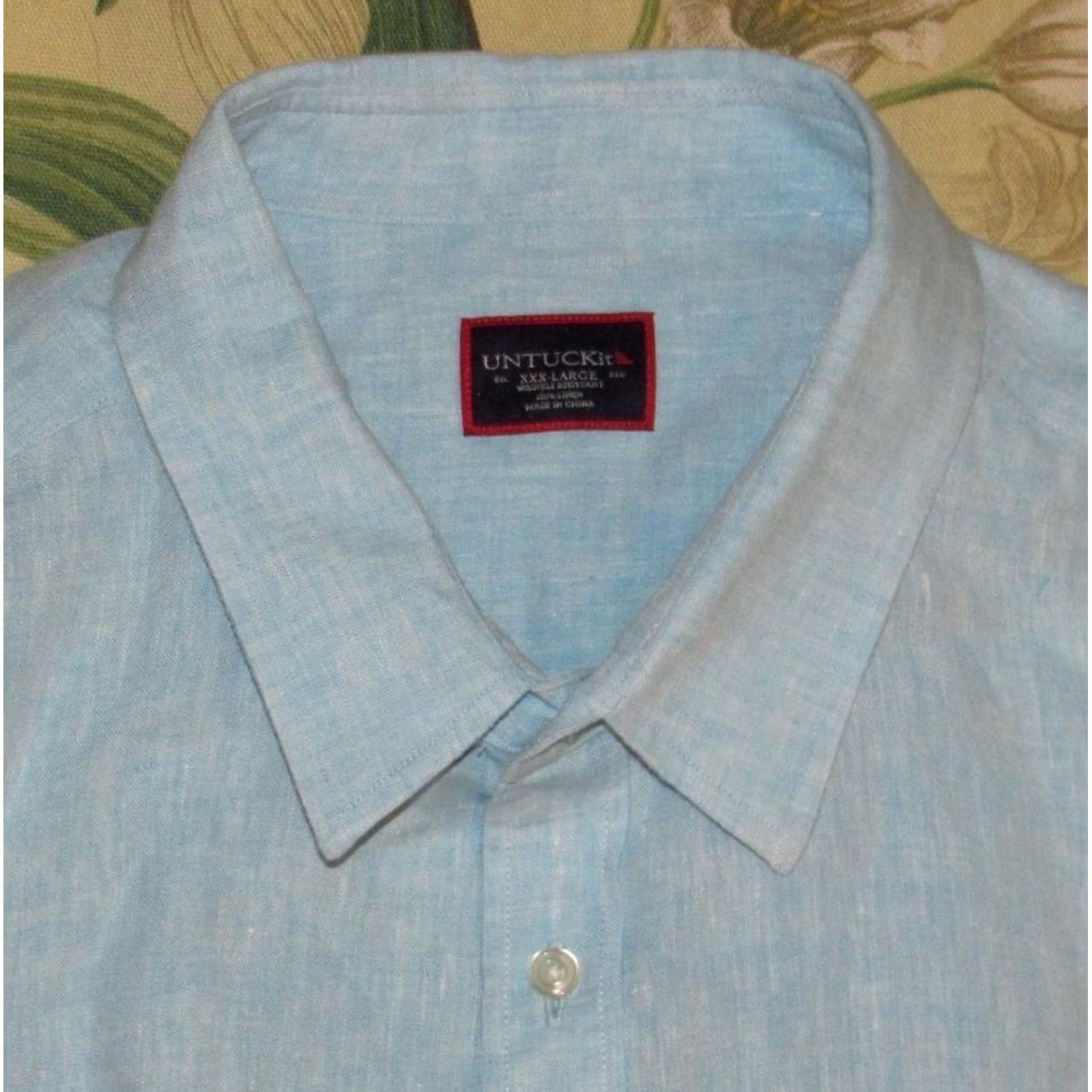 UNTUCKit UNTUCKIT Blue Linen Long Sleeve Button-Down Shirt 3XL Mens Size US XXL / EU 58 / 5 - 2 Thumbnail