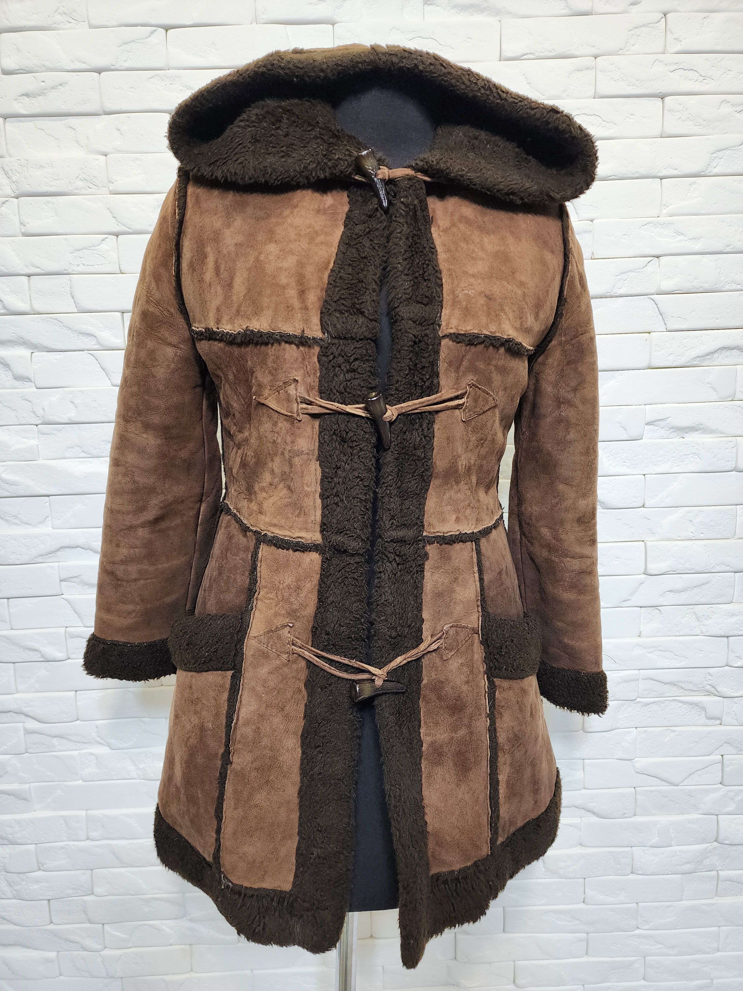 Genuine Leather Brown Suede Leather Jacket: Classic Hooded Design Size S / US 4 / IT 40 - 1 Thumbnail