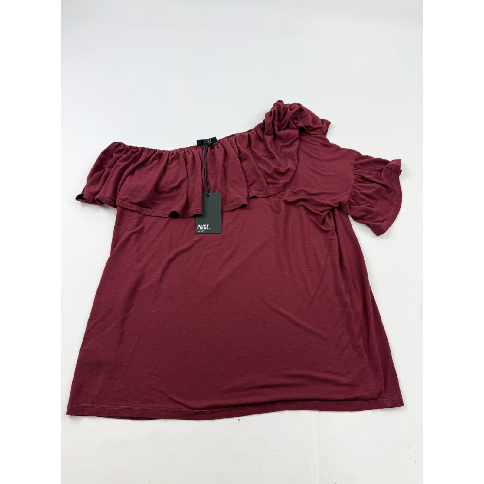 Paige PAIGE Blouse Womens L Red One Shoulder Ruffle Jersey Knit Pax Top Casual Size L / US 10 / IT 46 - 5 Thumbnail