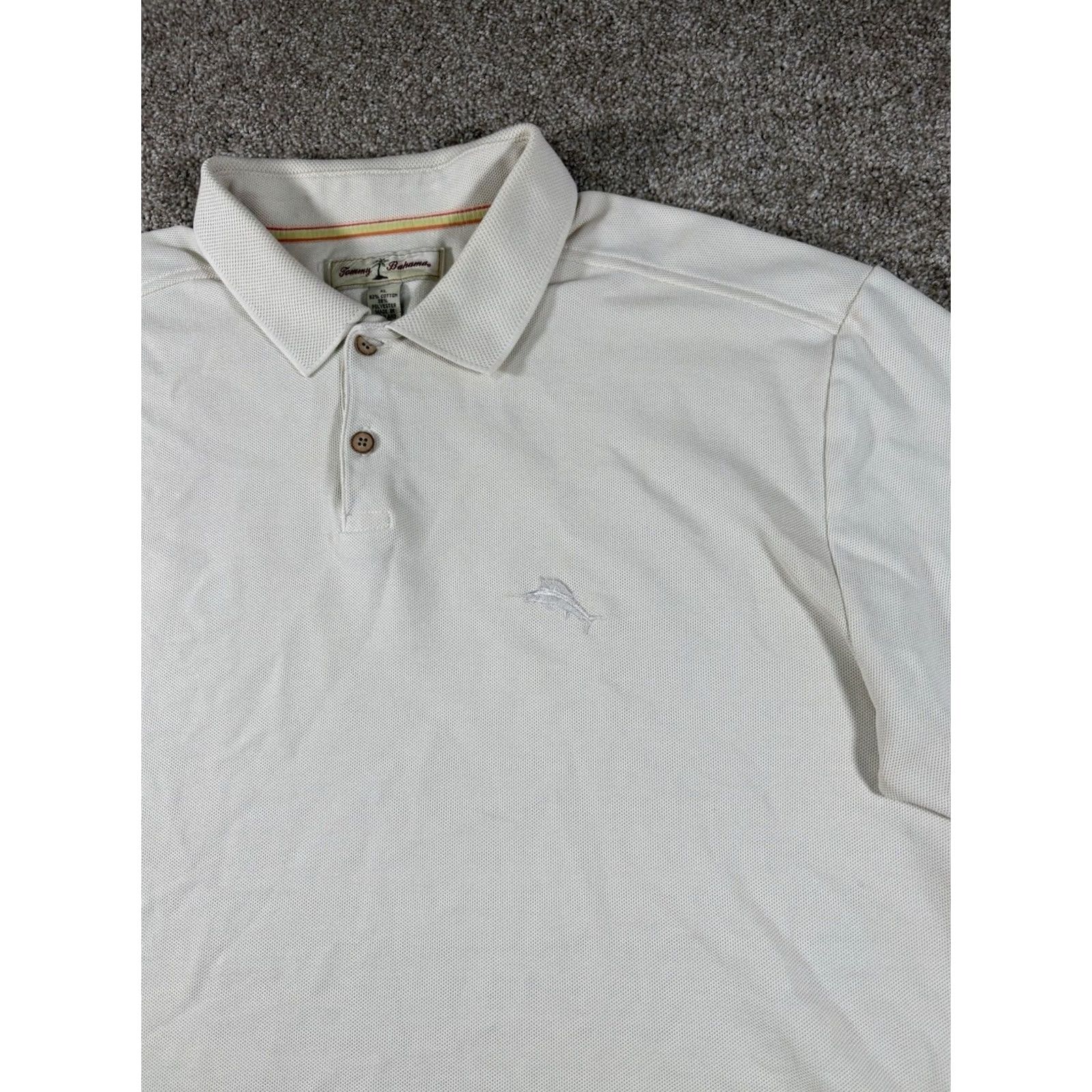 Tommy Bahama VINTAGE Tommy Bahama Polo Shirt Embroidered Logo Cream Men’s XL Polo Hawaiian Beach 90s Mens Size US XL / EU 56 / 4 - 2 Thumbnail
