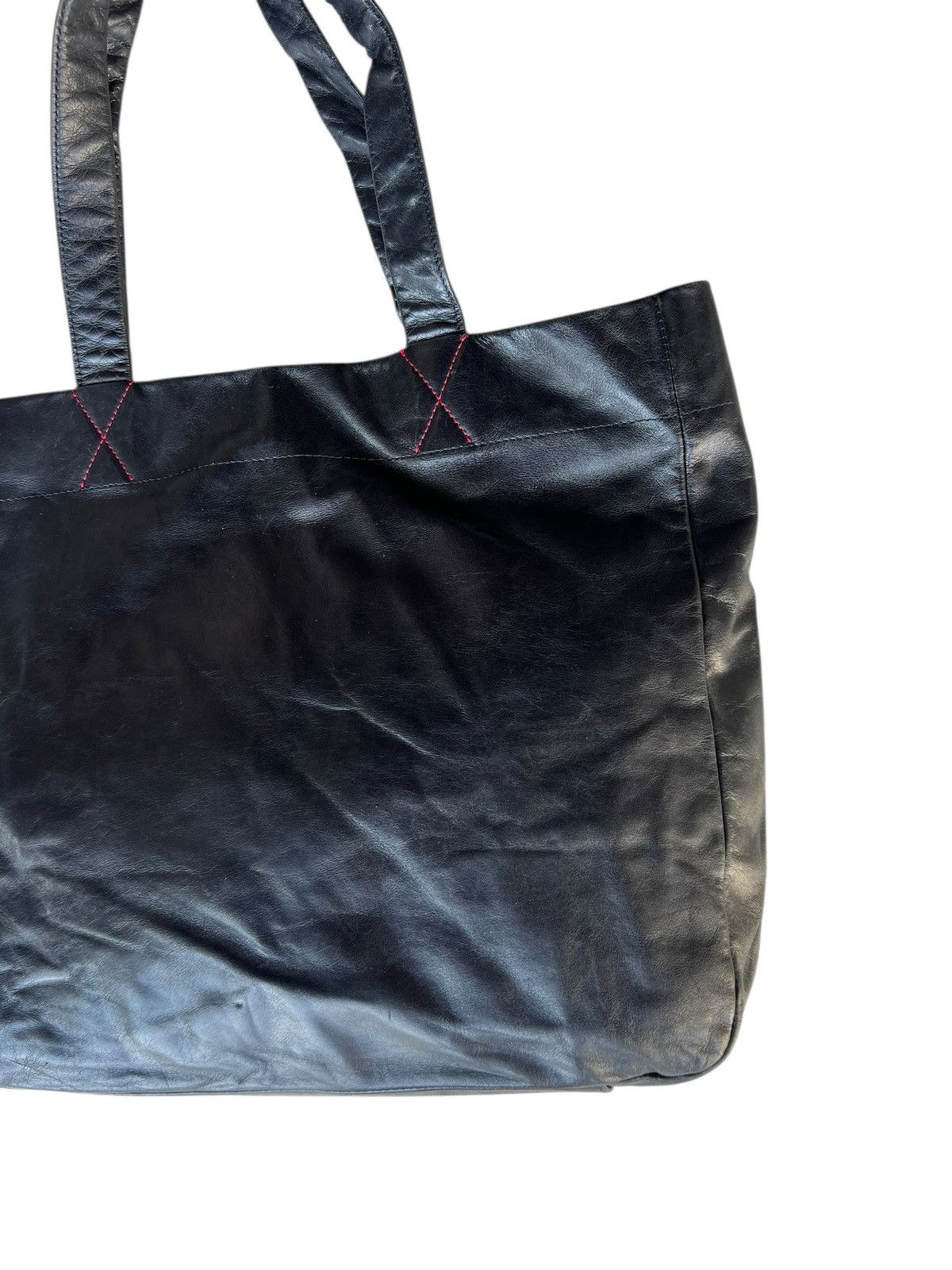Leather B. Stuff Japan Patina Black Leather Tote Bag Size ONE SIZE - 10 Thumbnail