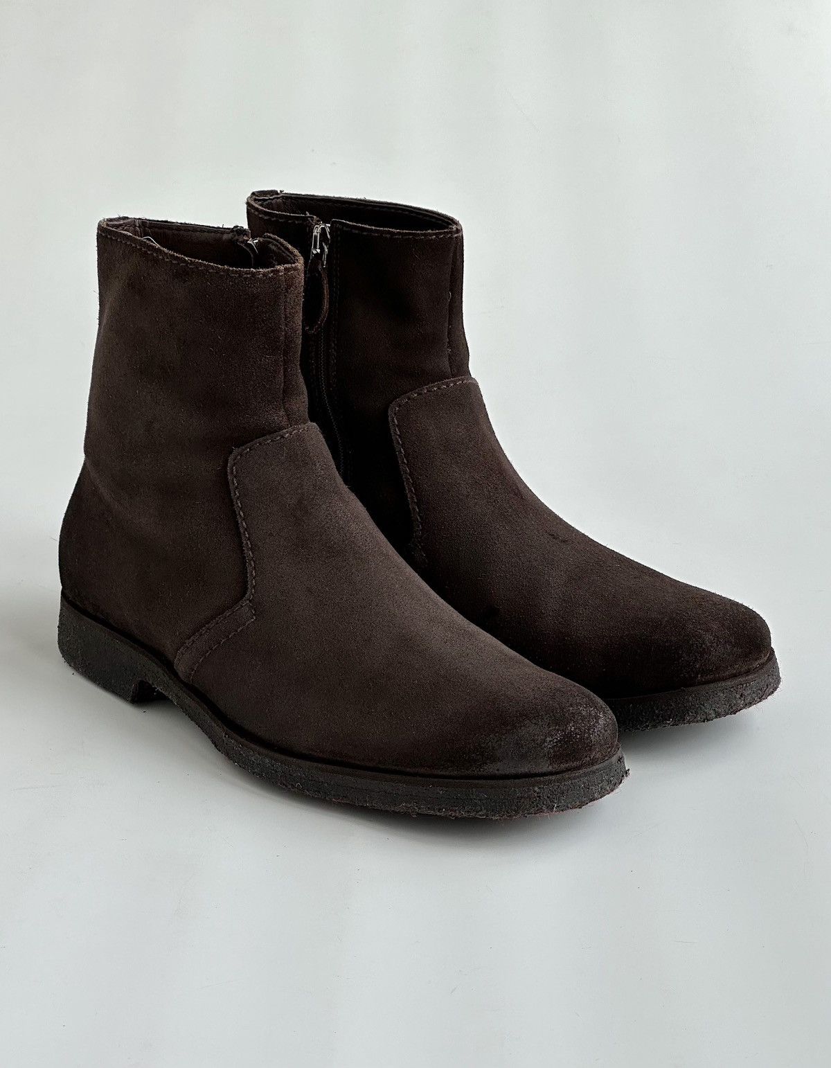 Prada × Vintage PRADA FW02 Waxed Suede Zip Boots Creep  display picture 2