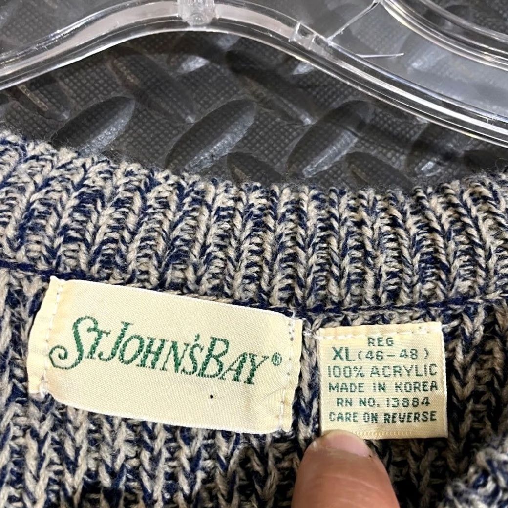 Vintage VINTAGE St Johns Bay Gray Knit Sweater Acrylic Blend Crew Neck Long Sleeve XL Mens Pullover Size XL Blue Size US XL / EU 56 / 4 - 3 Thumbnail
