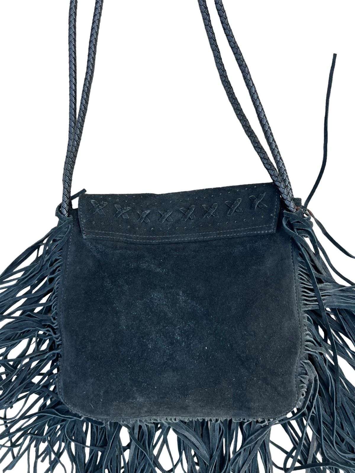Leather Memory of Tomorrow Japan Black Suede Leather Fringe Bag Size ONE SIZE - 12 Thumbnail