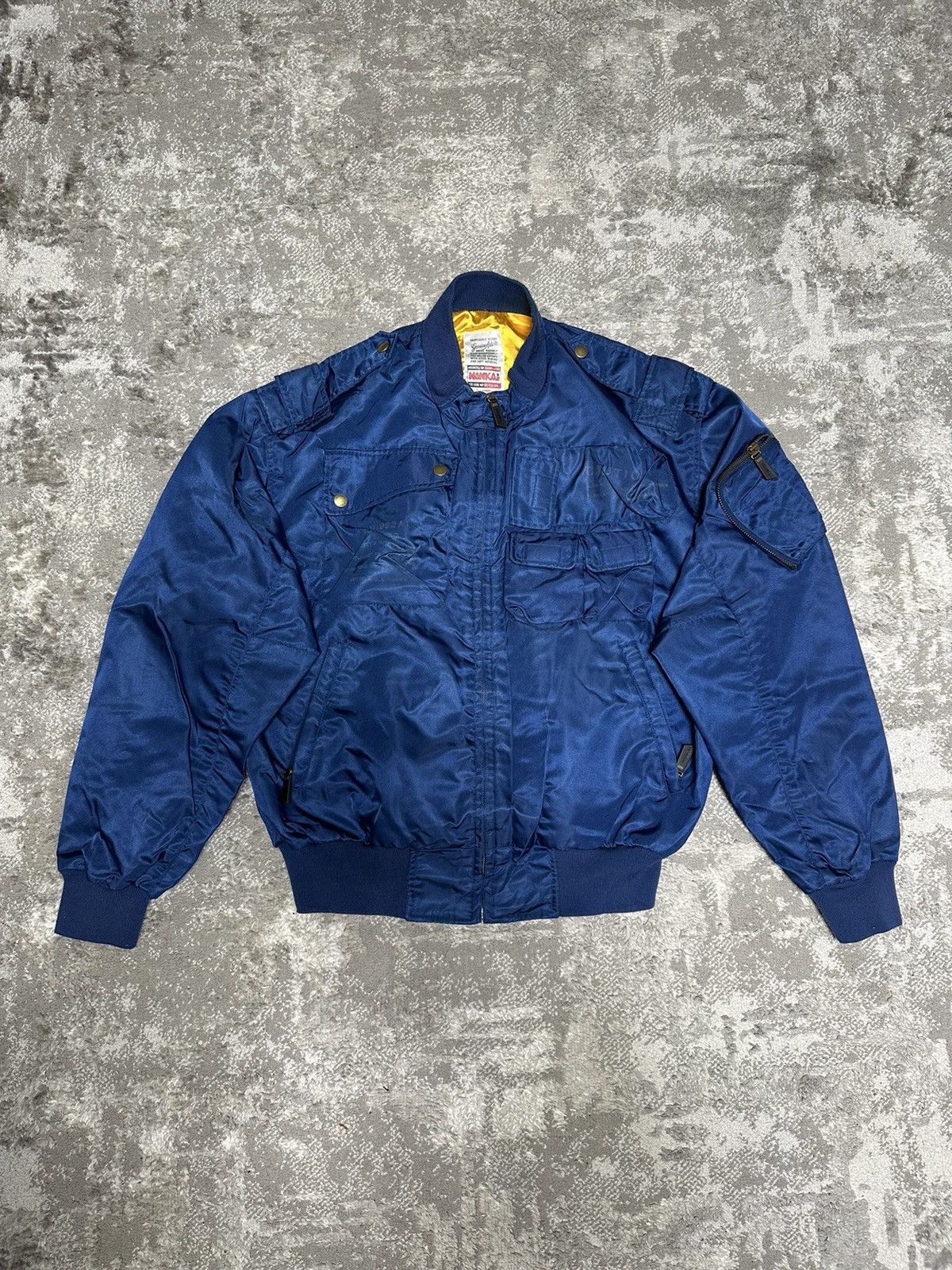 image of Kadoya x Racing Nankai Racing Inspired Issey Miyake Bomber Jacket Parachute in Blue (Size Medium)