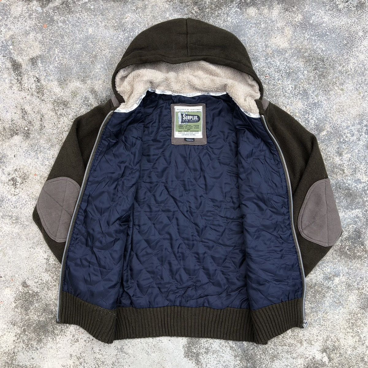 Japanese Brand Surplus Seminary Knitted Shoulder Patch Hoodie Jacket Size US S / EU 44-46 / 1 - 5 Thumbnail