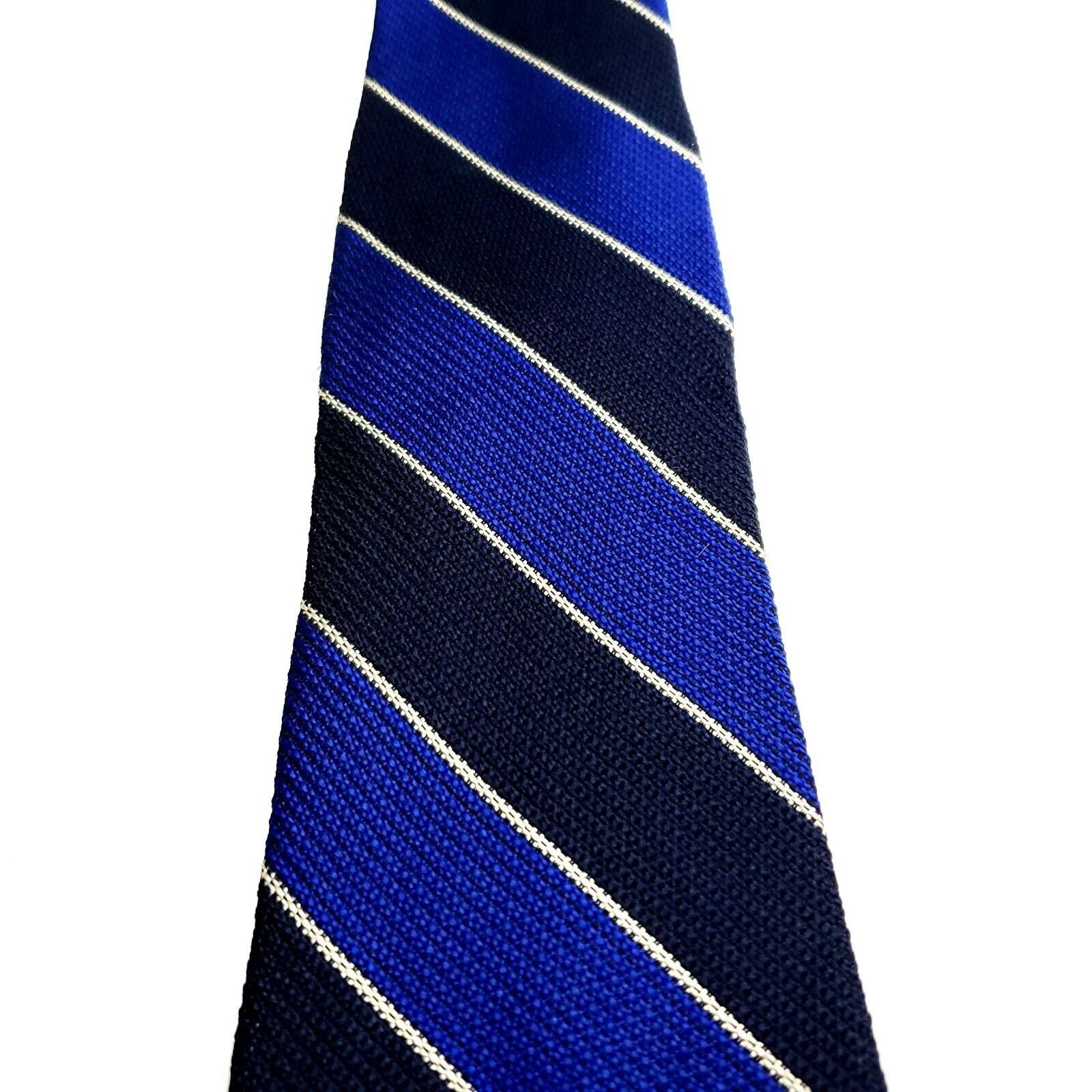 Paul Fredrick Paul Fredrick Blue Silk Tie Woven Striped Size ONE SIZE - 2 Thumbnail