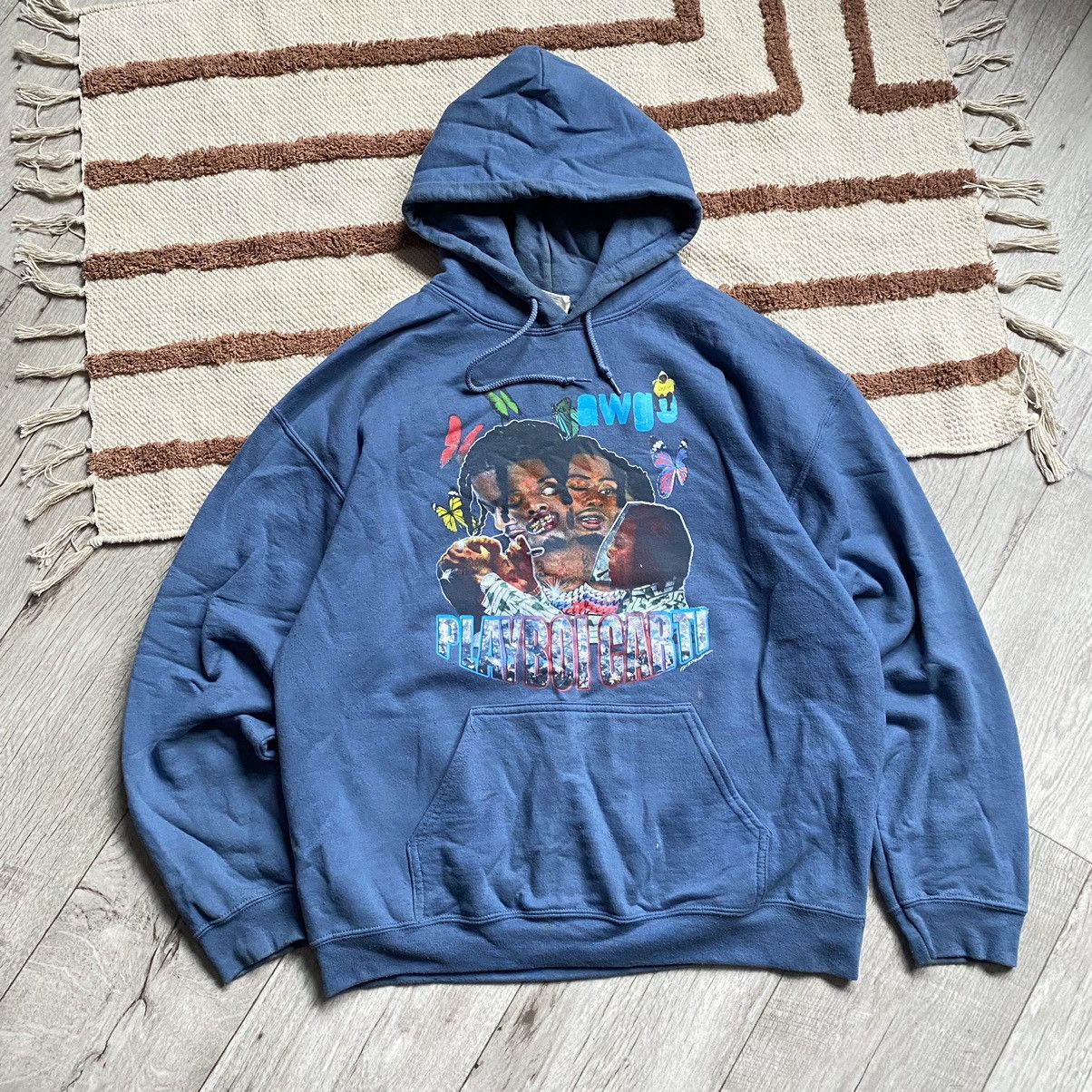 AWGE PLAYBOY CARTI AWGE BUTTERFLY NEON RAP HOODIE Size US L / EU 52-54 / 3 - 1 Thumbnail